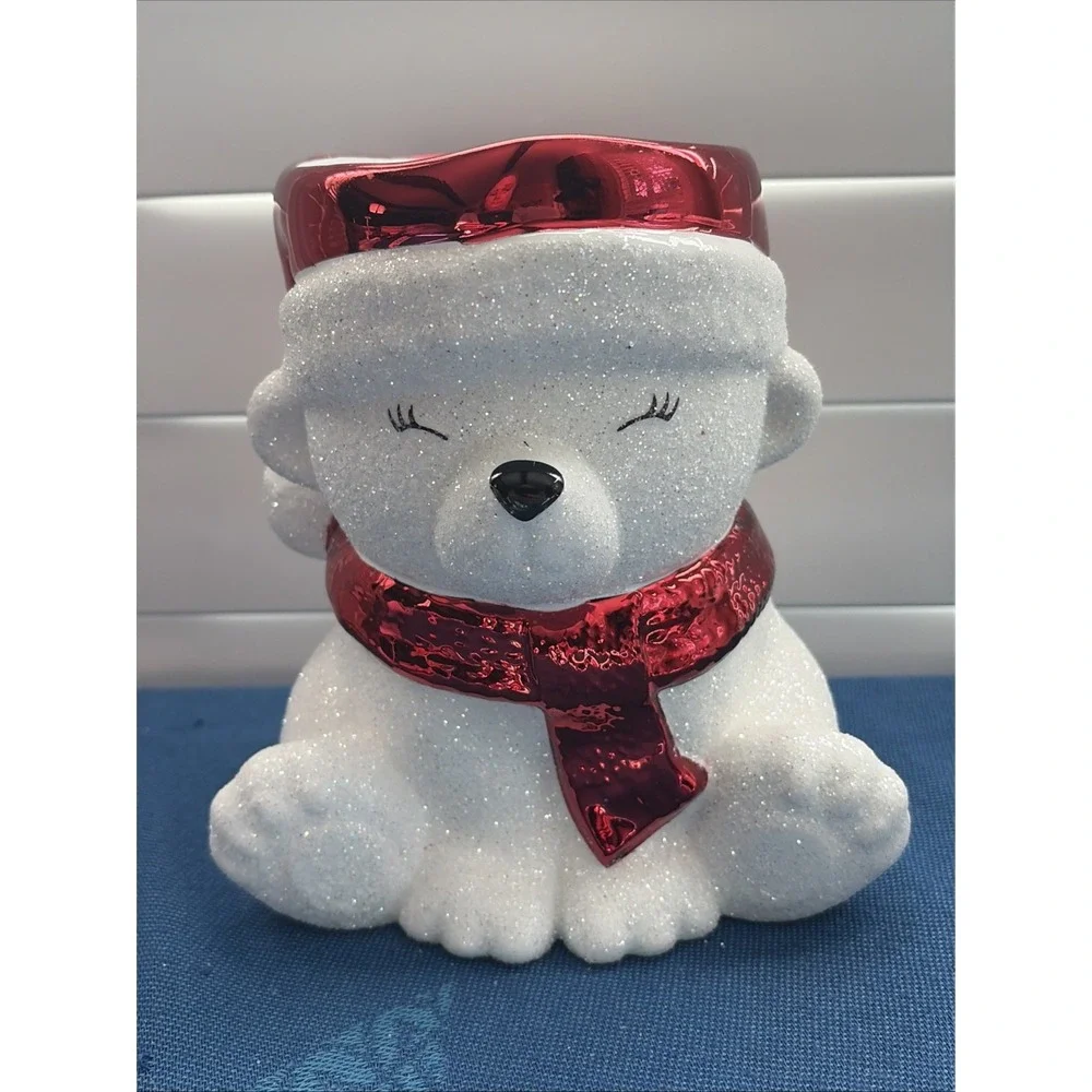 BATH & BODY WORKS SANTA POLAR BEAR 3-WICK CANDLE HOLDER PEDESTAL